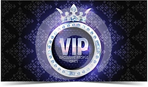 VIP card. Silver background. Premium quality. Crown