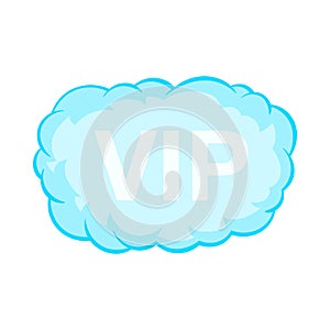 VIP word in a cloud icon, cartoon style