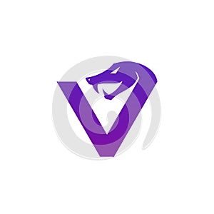 Viper Snake forming letter V logo design
