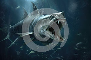 viperfish displaying sharp teeth and lure in murky depths photo