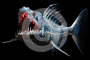 a viperfish with its sharp teeth, illuminated by its own light photo