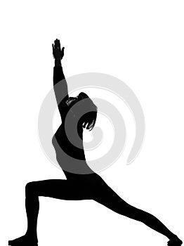 Virabhadrasana 1 warrior postion yoga woman