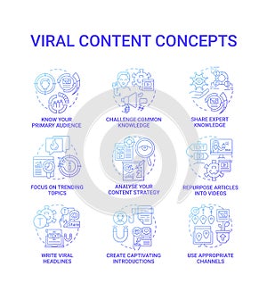 Viral content concept icons set