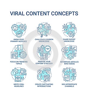 Viral content concept icons set