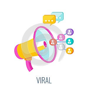 Viral flat icon. Video online. Digital marketing. Content strategy