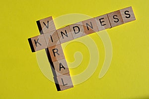 Viral Kindness, words on yellow with copy space