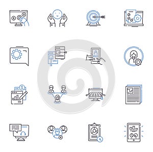 Viral marketing line icons collection. Shareability, Social, Contagious, Memorable, Engagement, Influencers, Spread photo