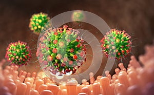 Viral mutations. Research of viral genome. Germ, virus, microbe, bacterium, pathogen organism, infectious micro virology