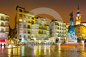 Virgen Blanca Square in evening time. Vitoria-Gasteiz photo