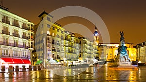 Virgen Blanca Square in night. Vitoria-Gasteiz photo
