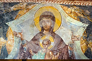 Virgin and Christ Child. Fresco in Chora Church