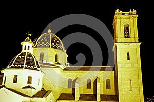 The Virgin of the Consol church in Altea square at night