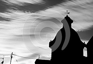 The Virgin of the Consol church in Altea square at sunset