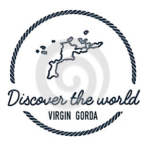Virgin Gorda Map Outline. Vintage Discover