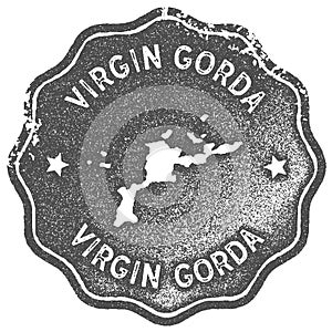 Virgin Gorda map vintage stamp.