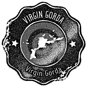 Virgin Gorda map vintage stamp.