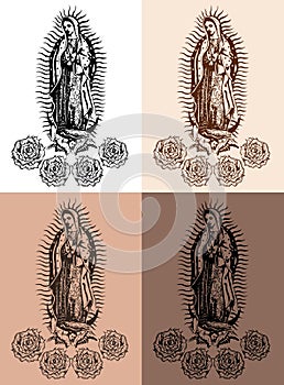 Virgin of Guadalupe, Mexican Virgen de Guadalupe Tattoo style. photo