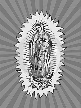 Virgin of Guadalupe, Mexican Virgen de Guadalupe vector composition. photo