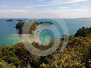 View of Virgin Island from Governor`s Island viewing platform, Hundreed Islands National Park, Alaminos, Philippinnes photo