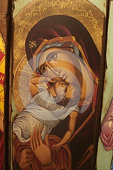 Virgin Mary and baby Jesus, Greek Orthodox icon