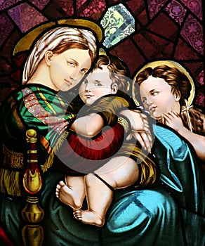 Virgin Mary with baby Jesus and Saint John