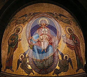 Virgin Mary and Child Jesus - Mosaic at the Cathedral of Monaco