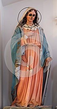 Virgin Mary with eyes gouged out, Church of St. Nicholas in Cilipi, Croatia
