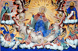 Virgin Mary, Fresco in Rila Monastery