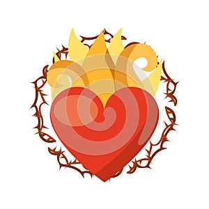 Virgin mary heart with flames