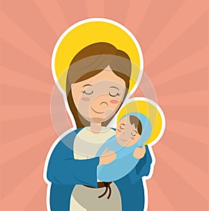 Virgin mary holding baby jesus catholicism saint symbol image photo