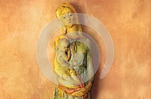 Virgin Mary holding Baby Jesus Detail
