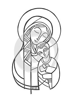 Virgin Mary and Jesus Christ as child illustration