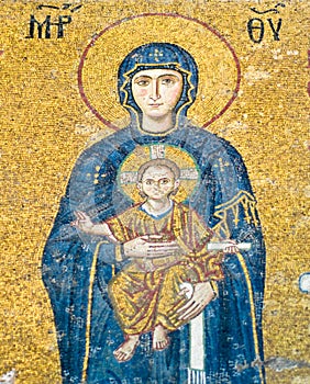 Virgin Mary mosaic at Hagia Sophia photo