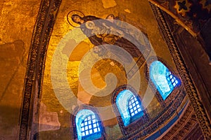 Virgin Mary mosaic in Hagia Sophia Istanbul Turkey