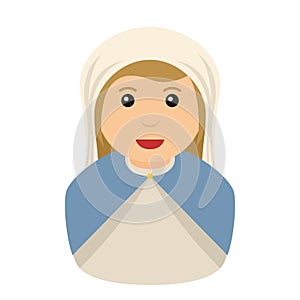 Virgin Mary Nativity Avatar Flat Icon on White