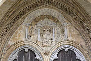 Virgin Mary on Salisbury Cathedral Facade, England