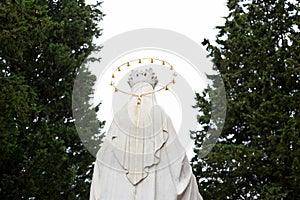 Virgin Mary seen from behind on a italian statue