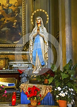 Mary Statue Santa Maria Miracoli Church Piazza Popolo Rome Italy photo