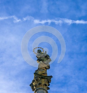 Virgin Mary statue at cesky krumlov town