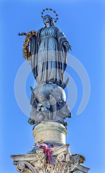 Virgin Mary Statue Immaculate Conception Column Rome Italy