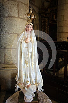 Virgin Mary statue in old cathedral of Santo Domingo