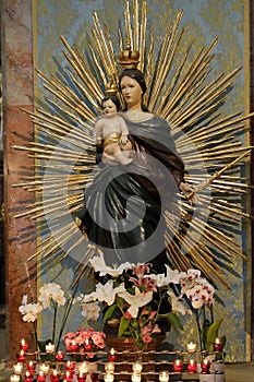 A Virgin Mary statue in the St. Rochus church in Vienna