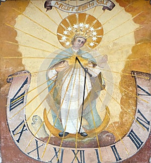 Virgin Mary, sundial