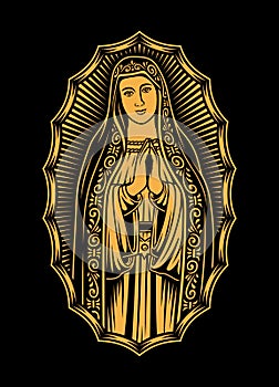 Virgin Mary Vector Graphic On Black