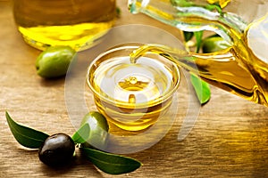 Virgin olive oil pouring