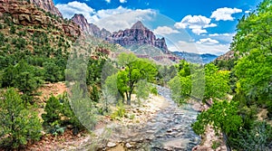 The Virgin River flows through Zion national park, Utah