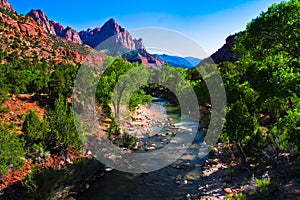 Virgin River running through Zion National Park,Utah