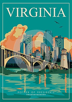 Virginia american poster. City view