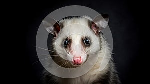 Virginia Opossum. Studio portrait of a smiling possum. Generative AI.