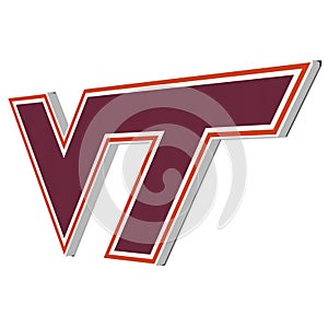 3D Emblem of the Virginia Tech Hokies, isolated on white background. photo